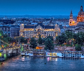 Budapeszt, Wieczór, Panorama, Węgry