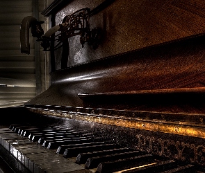 Klawisze, Pianino, Stare, Drewniane