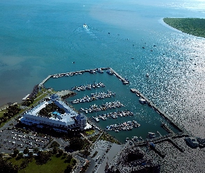 Przystań, Lotu Ptaka, z, Widok, Ocean
