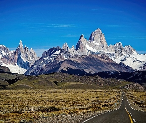 Góra, Patagonia, Równina, Droga, Fitz Roy