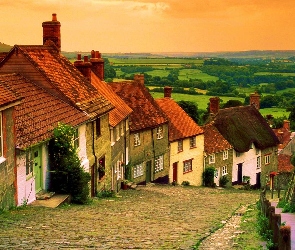 Wieś, Anglia, Domy, Ulica