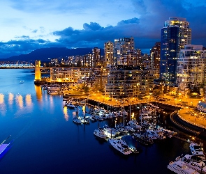 Kanada, Przystań, Most, Jachty, Vancouver