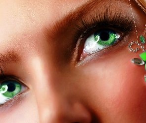 Kobieta, Zbliżenie, Zielone, Oczy, Spojrzenie