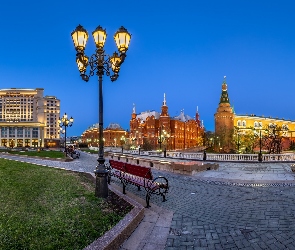 Światła, Kreml, Moskwa, Rosja