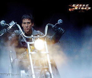 motocykl, Nicolas Cage, Ghost Rider, dym