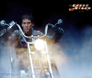 Nicolas Cage, Ghost Rider, motocykl, dym