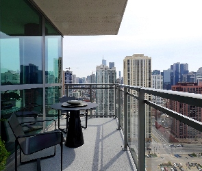 Balkon, Miasta, Panorama, Wieżowce, Budynek
