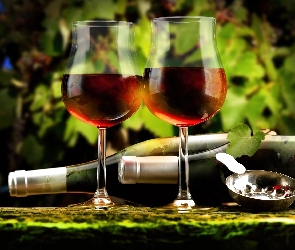 Kieliszki, Butelki, Czerwone, Wino
