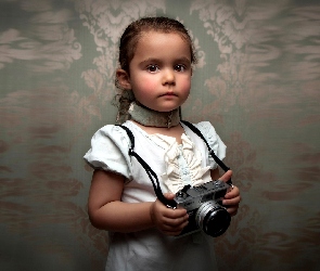 Aparat, Fotograficzny, Dziewczynka