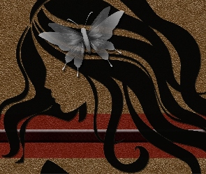 Dziewczyna, Grafika 2D, Motyl, Profil