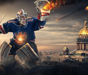 Miasto, Katedra, Fantasy, Grafika, Hokeista, Obrońca