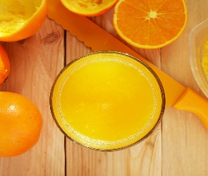 pomarańcze, nóż, sok