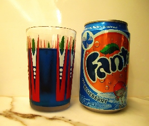 Szklanka, Puszka, Fanta, Blueberry