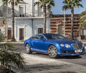 Niebieski, Bentley, Palmy, GT Speed, Dom, Continental