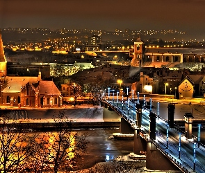 Kowno, Most, Noc, Miasto, Litwa