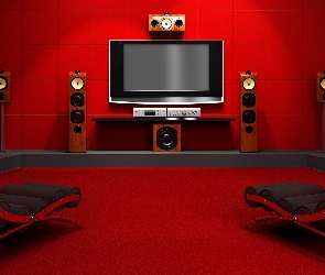 Czerwony, Audio-Video, Domowe, Kino, Pokój