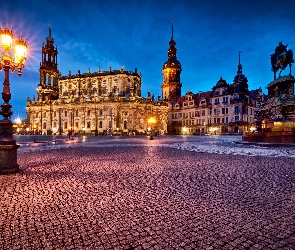Miasto, Latarnia, Drezno, Niemcy, Katedra, Plac