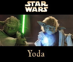 logo, postacie, mistrz Yoda, Star Wars