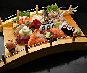 jedzenie, deska, sushi