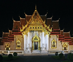 Tajlandia, Marble Temple, Świątynia, Noc, Bangkok