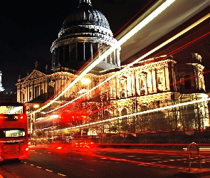 Noc, Światła, Katedra, Autobus, Londyn