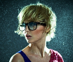 Kobieta, Zbliżenie, Okulary, W Deszczu