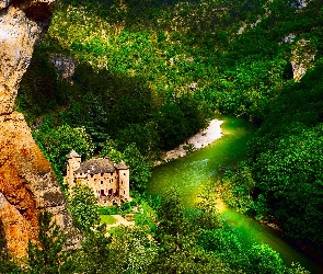 Zamek, Rzeka, Góry, Las