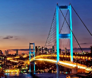 Miasto, Stambuł, Most, Nocą, Chmur, Bosfor, Drapacze