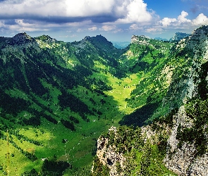 Alpy, Skały, Dolina, Lasy, Góry