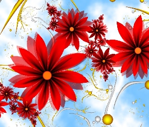 Wektorowa, Kwiaty, Grafika 3D