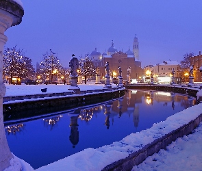 Posągi, Nocą, Miasto, Zima, Cerkiew