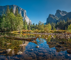 Góry, Drzewa, Kamienie, Jezioro