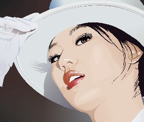 Biały kapelusz, Grafika 2D, Moda i Styl, Rękawiczki, Kobieta