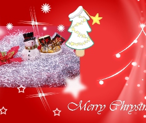 Bałwan, Boże Narodzenie, Merry Christmas, Gwiazdki, Choinka