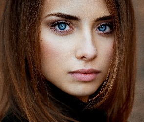 Kobieta, Spojrzenie, Niebieskie oczy
