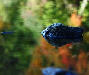 Jezioro, Woda, Odbicie, Kamień