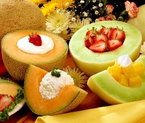 Kwiatki, Ananas, Melon, Truskawki