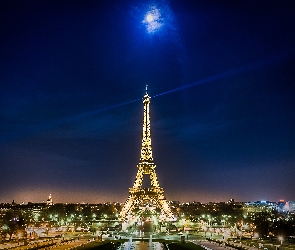 Paryz, Nocą, Miasto, Wieza Eiffla, Francja