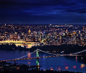 Vancouver, Most, Nocą, Miasto