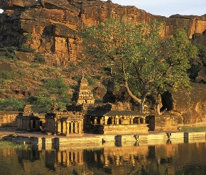 Świątynia, Skały, Indie, Karnataka