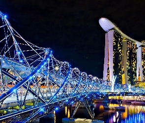 Bay, Hotel, Most, Nocą, Fragment, Stands, Singapuru, Marina