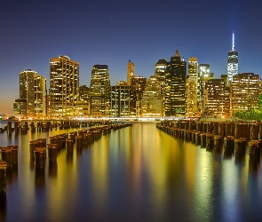 Manhattan, Ocean, Noc, Miasto