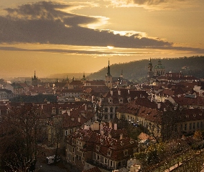 Czechy, Zachód Słońca, Miasto, Praga
