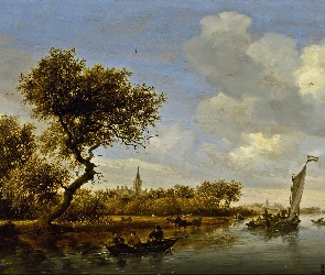 Obraz, Na Rzece, Salomon, van Ruysdael