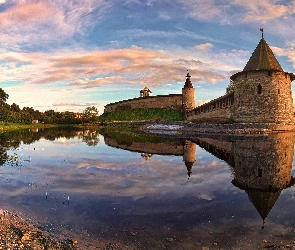 Odbicie, Świątynia, Jezioro, Niebo