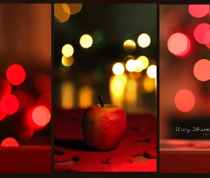 Życzenia, Słonik, Święta, Bokeh, Jabłko, Boże Narodzenie, Aniołek