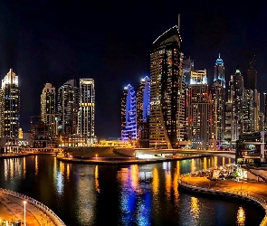 Chmur, Nocą, Abu Dhabi, Fragment, Drapacze