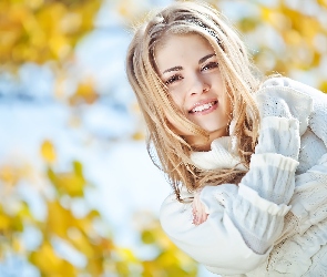 Uśmiech, Moda, Sweterek, Biały, Blondynka