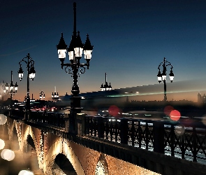 Latarnie, Most, Bordeaux, Francja, Rzeka, Zabytkowy