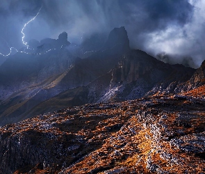 Chmury, Burza, Góry, Dolomity